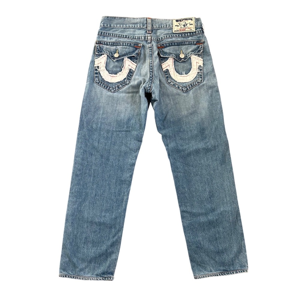 VTG y2k True Religion straight leg lightwash denim jeans‎ horseshoe flap pocket